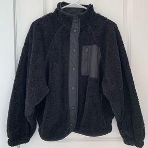 American Eagle Fuzzy Sherpa Snap Front Jacket